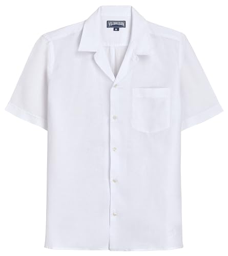 Vilebrequin Men Bowling Shirt Linen Solid, XL, White