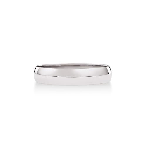 Oxford Ivy Wedding Band Solid 10K White Gold 4mm Plain Ring, Size 10.5