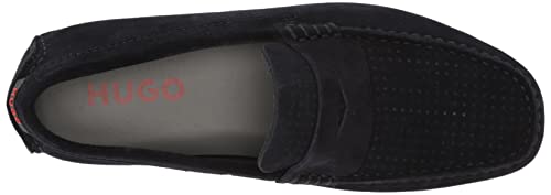 HUGO Women's Dandy Moccasin Loafer, 12 US, Sky Captain Navy