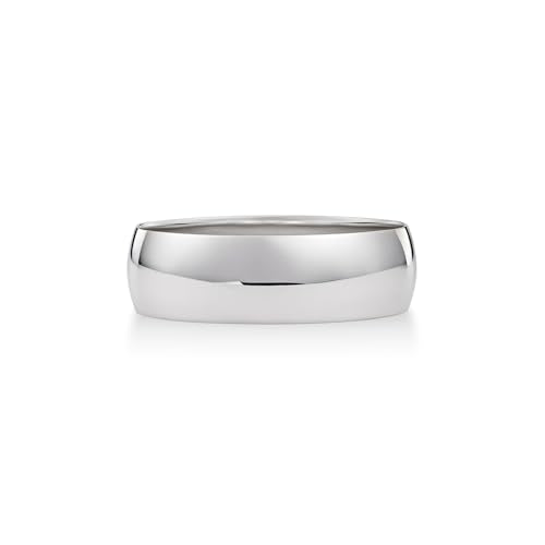 Oxford Ivy Wedding Band Solid 10K White Gold 6mm Plain Ring, Size 8