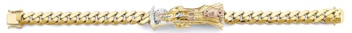 14k Tri Color Gold Cuban Link Santa Muerte ID Bracelet - 8.5"
