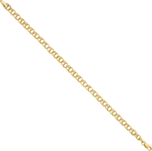 IceCarats 10K Yellow Gold 4.5mm Link Chain Double Charm Bracelet, 7 inch