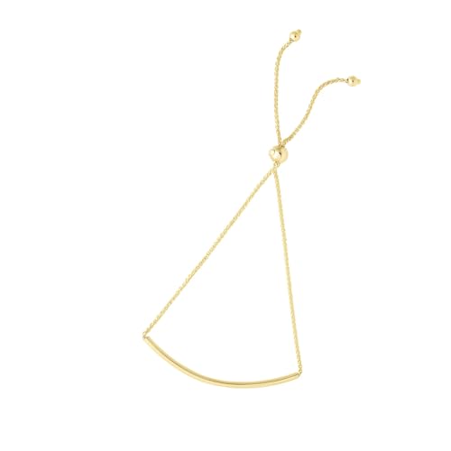Floreo 14k Yellow Gold Adjustable Friendship Wheat Link Bar Bolo Bracelet Extendable 9.25 Inch