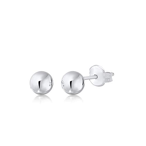 MASSETE 10k White Gold Ball Stud Earrings for Women and Girls Nickel Free 5mm