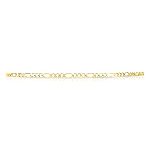 Floreo 14k Yellow Gold 2mm Solid Figaro Chain Bracelet 7 Inch