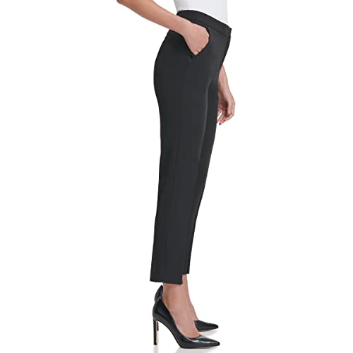 Tommy Hilfiger Womens Sloane Work Pants, Mid-Rise Elastic Waist Dress for Suit, Black, 10 US