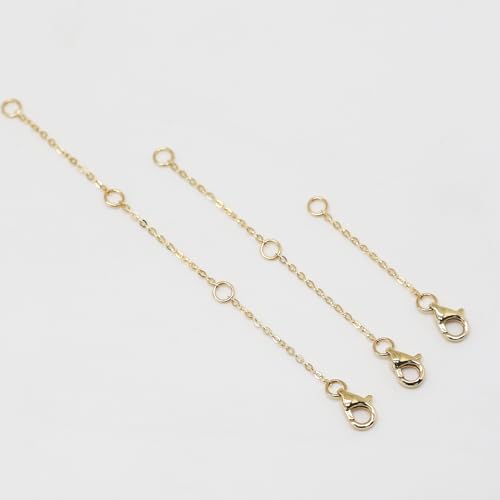 14K Solid Gold Necklace Extender Lobster Clasp 2" (14K Yellow Gold-2 Inch)