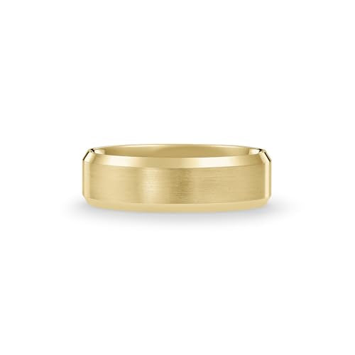 Oxford Ivy Wedding Band Solid 10K Yellow Gold 6mm Beveled Ring, Size 10.5