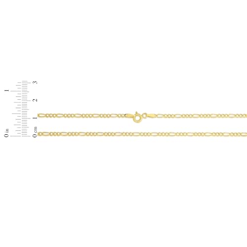 Floreo 14k Yellow Gold 2mm Solid Figaro Chain Bracelet 7 Inch