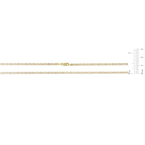 Floreo 14k Tri-Color Gold 2.5mm Solid Diamond Cut Valentino Chain Necklace 16 Inch