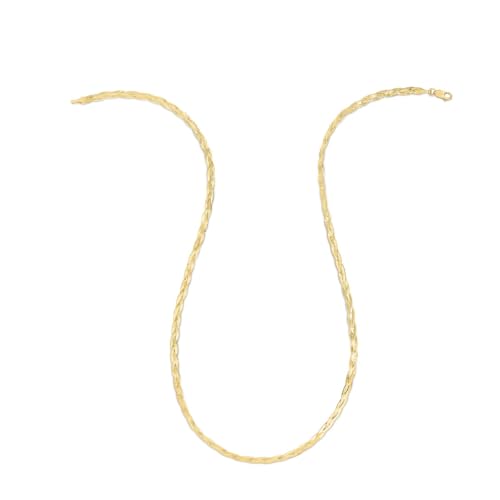 Floreo 14k Yellow Gold 3.2mm Solid Braided Herringbone Necklace 18 Inch
