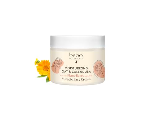 Babo Botanicals Moisturizing Oat & Calendula Miracle Face Cream - Shea Butter - For Dry or Sensitive Skin - For all ages - Vegan