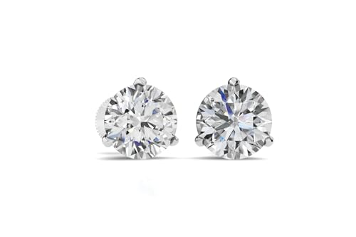0.50 CTTW Natural Diamond Round Cut Stud Earrings for Women | 14K White Gold Classic 3 Prong Screw Back Earring | I - J Color SI1 - SI2 Clarity Hypoallergenic Fine Jewelry Gift for Her Anniversary Wedding