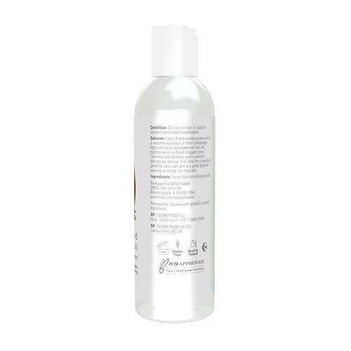 NOW Foods Solutions, Liquid Coconut Oil, Light and Nourishing, Promotes Healthy-Looking Skin and Hair, 4-Ounce