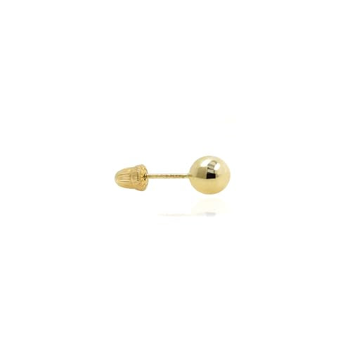 Hoberta Real 10k solid Yellow Gold Stud Earrings with Screw back for Women Men for Sensitive ears Small & Minimalist Dot Studs Jewelry for Gifts (Ball Earrings(3mm))