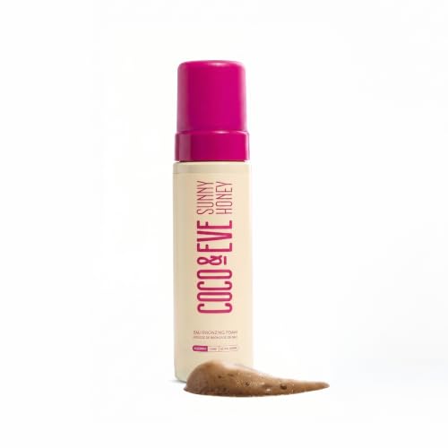 Coco & Eve Sunny Honey Self Tanner Foam - (Medium) Fast Drying, Streak-Free Sunless Tanning Mousse, Tropically Scented Lightweight Natural Looking Tan, Non-Sticky, Vegan, Cruelty Free | 6.7 Fl Oz