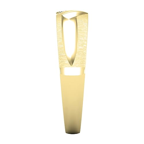 Dazzlingrock Collection 0.12 Carat Round White Diamond Slanted 3 Stone Channel Set Men's Ring in 10K Solid Yellow Gold, Size 10