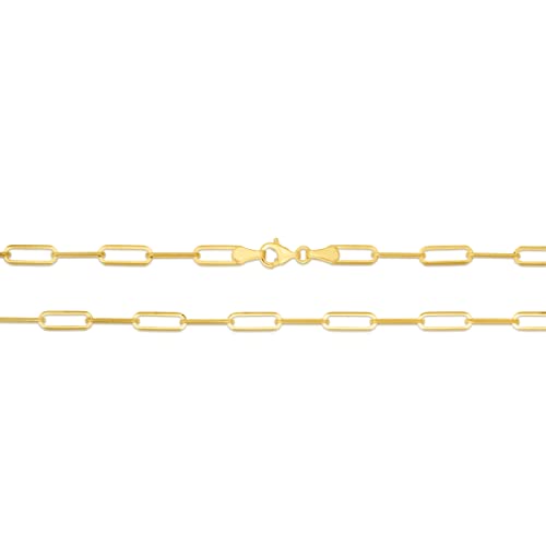 Floreo 14k Yellow Gold 4mm Solid Paperclip Link Chain Bracelet 7.25 Inch