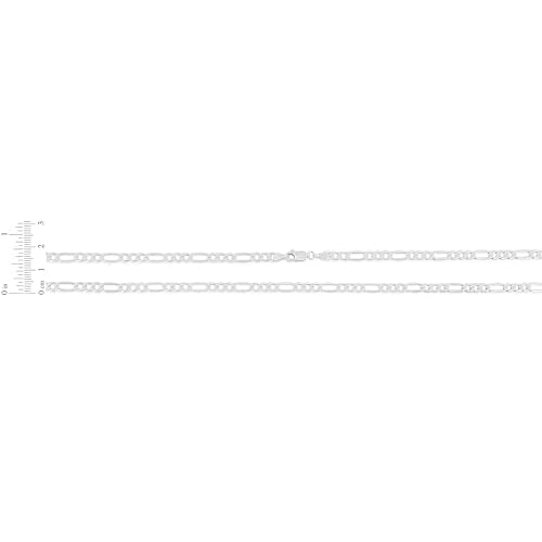 Floreo 14k White Gold 3.8mm Solid Figaro Chain Bracelet 8 Inch