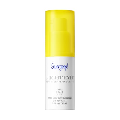 Supergoop! Bright-Eyed Mineral Eye Cream, 0.5 fl oz - SPF 40 PA+++ Hydrating & Illuminating Mineral Sunscreen - Under Eye Cream for Dark Circles & Puffiness - Revives Tired Eyes