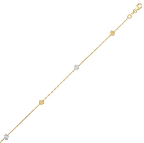 Floreo 14k Two-Tone Gold Cube Station Link Bracelet, 7.5 Inch