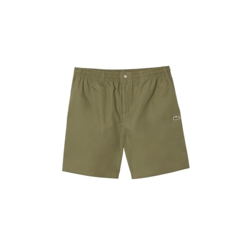 Lacoste Men's Relaxed Fit Poplin Shorts, Khaki, Large