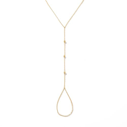 Gelin Dainty Beaded Hand Chain Bracelet for Women in 10K Solid Gold, Adjustable