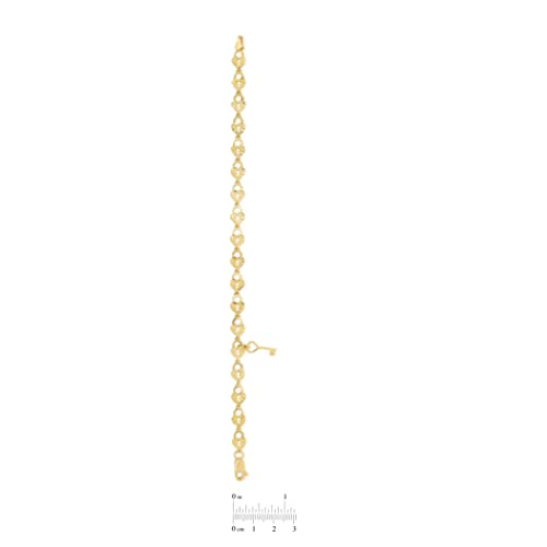 Floreo 10k Yellow Gold Textured Finish Heart Shape Lock and Key Link Charm Bracelet