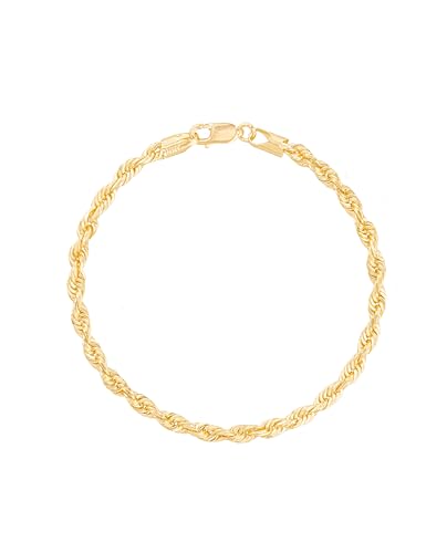 Floreo 14k Yellow Gold 3.8mm Solid Rope Chain Bracelet 8 Inch