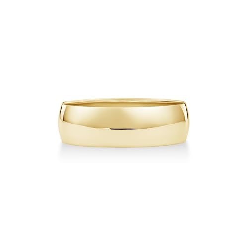 Oxford Ivy Wedding Band Solid 10K Yellow Gold 6mm Plain Ring, Size 10.5