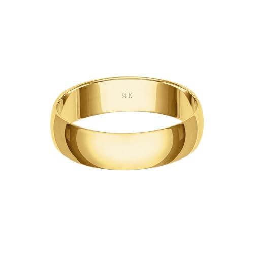 Brilliant Expressions Men’s or Women's 14K Yellow Gold 5MM Classic Plain Simple Wedding Band, Size 6.5