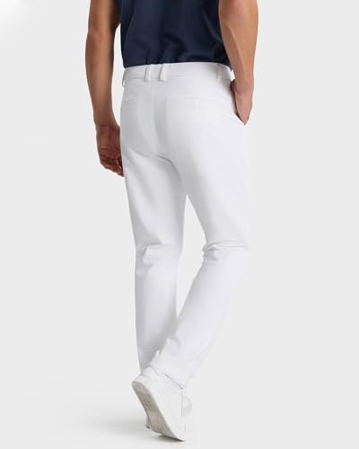 SNOWTEN Mens Golf Pants, Classic Fit Work Pants for Men, Stretch Dress Slacks 30" Quick Dry Lightweight with Pockets White 34w × 30L