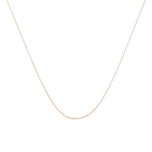 Haus of Brilliance Solid 10K Rose Gold 1/2 mm Slim and Dainty Rope Chain Necklace, Unisex Chain - Size 16" Inches