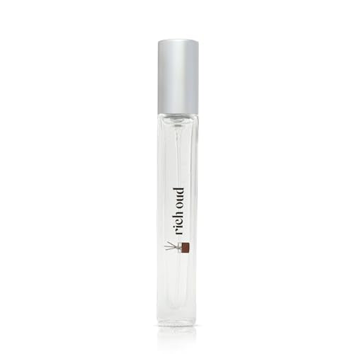 Just Juice Rich Oud - Oud Perfume for Women and Men - Bergamot, Saffron, Amber Perfume - Rich, Woody Mini Travel Size Fragrance - 0.3 oz