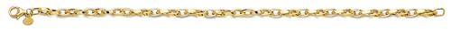 14k Yellow Gold Hollow Flat Tube Oval Rolo Bracelet - 7.5"