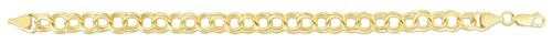 Floreo 14k Yellow Gold 7mm Solid Medium Double Chino Link Charm Bracelet, 7 Inch or 8 Inch