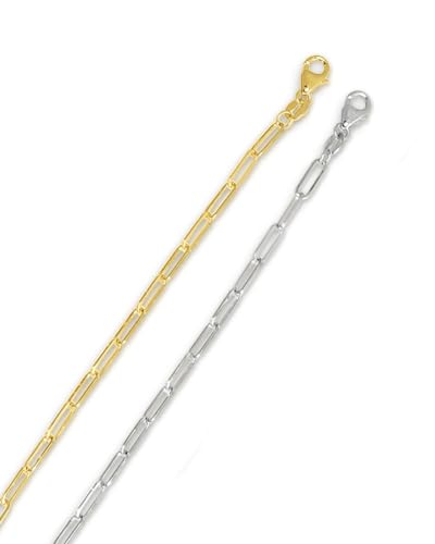 Floreo 14k Yellow Gold 2.5mm Solid Paperclip Link Chain Necklace 18 Inch