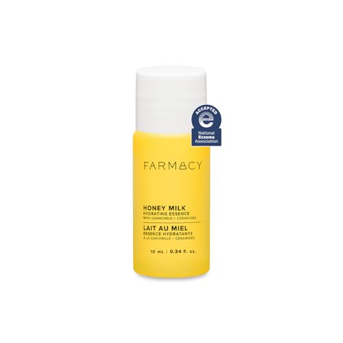 Farmacy Honey Milk Face Essence - Hydrating Milky Toner with Honey, Ceramides, Chamomile + Aloe - Helps Strengthen Skin Barrier + Replenish Moisture - Soothing + Calming Skincare (10ml)