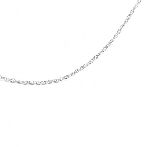 Haus of Brilliance Solid 10K White Gold 1/2 mm Slim and Dainty Rope Chain Necklace, Unisex Chain - Size 16" Inches