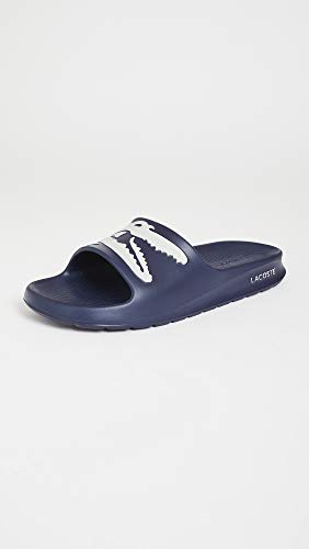 Lacoste Men's Croco Slide Sandal, NVY/WHT, 9