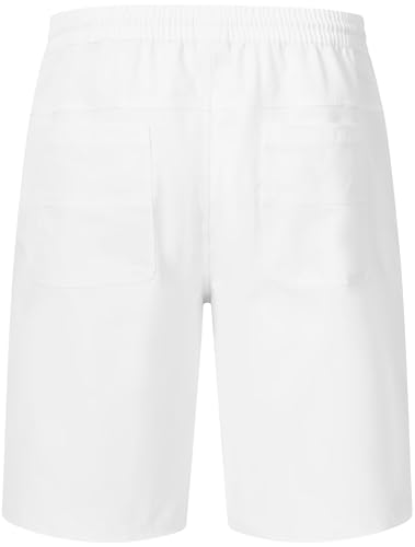 QPNGRP Men's Stretch Waist Casual White Shorts with 5 Pockets Include 1 Zipper Pocket 34