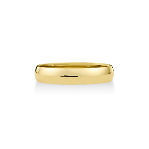 Oxford Ivy Wedding Band Solid 10K Yellow Gold 4mm Plain Ring, Size 12