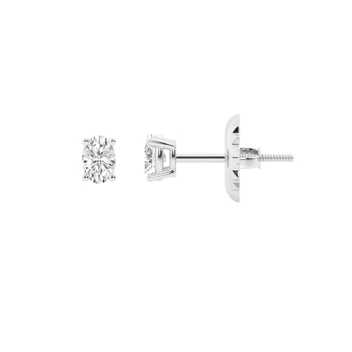 Belacqua 14K White Gold IGI Certified 0.50 Carat Oval Cut Lab Grown Diamond
