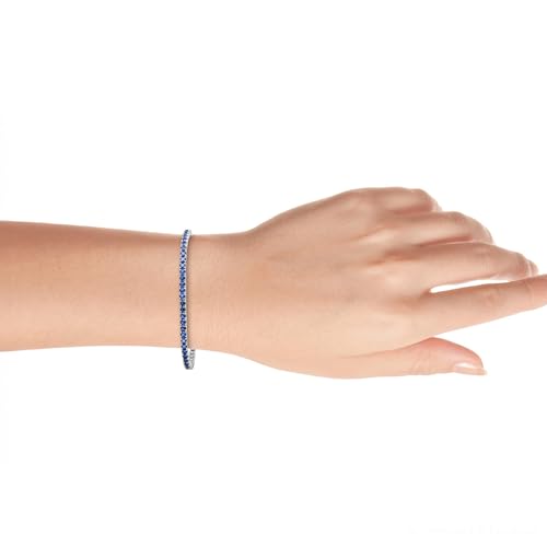 P3 POMPEII3 Pompeii 3 1/2ct Blue Sapphire Tennis Bracelet 14k White Gold 7"