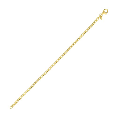 Floreo 14k Yellow Gold 3.3mm Cable Charm Link Bracelet, 7 Inch