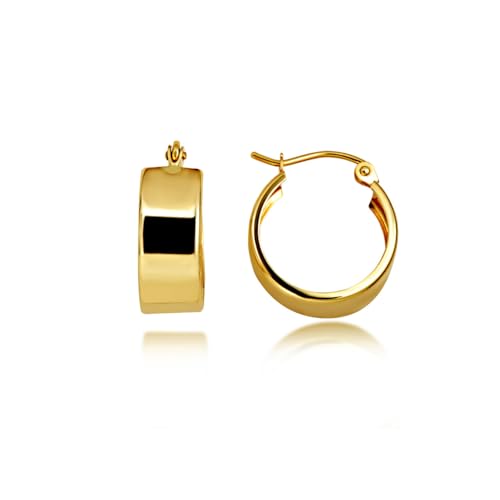 Polished 10K Yellow Gold Wide Hoop Earrings