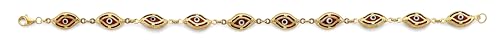 14k REAL Yellow Gold Red Evil Eye Bracelet - 7.5"