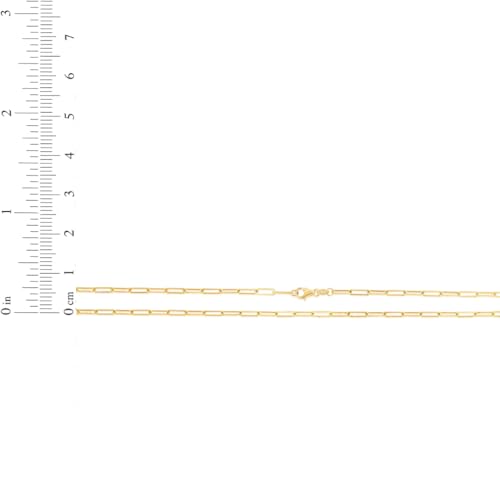 Floreo 14k Yellow Gold 2.5mm Solid Paperclip Link Chain Necklace 18 Inch