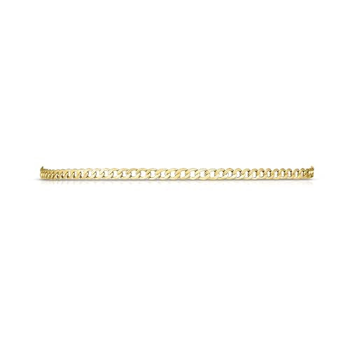 Floreo 10k Yellow Gold 2.5mm Hollow Cuban Curb Link Anklet or Bracelet 10 Inch
