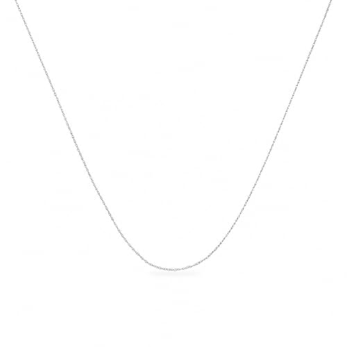 Haus of Brilliance Solid 10K White Gold 1/2 mm Slim and Dainty Rope Chain Necklace, Unisex Chain - Size 16" Inches